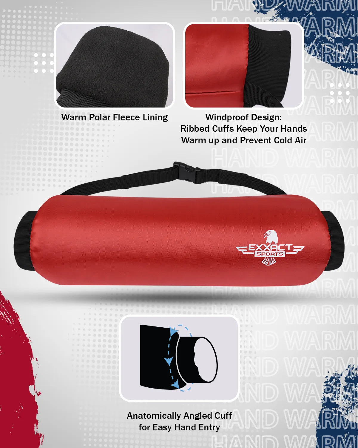 Hand Warmer Mens & Boys Football Pouch (Red)