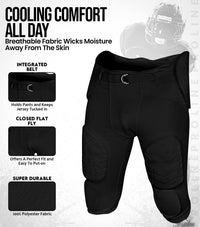 Proline Men's Integrated Football Pants with 7 Flex Pads Black (Adult)