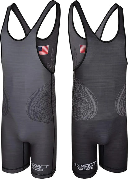 Reversible Wrestling Singlet For Gymnastic & Mma Black/Gray (Unisex Adult/youth)