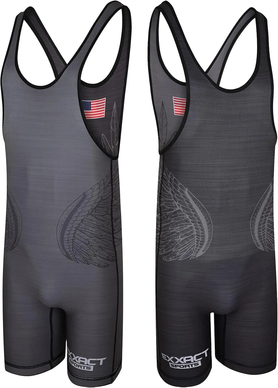 Reversible Wrestling Singlet For Gymnastic & Mma Black/Gray (Unisex Adult/youth)