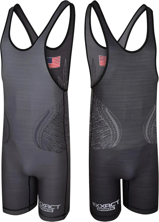 Reversible Wrestling Singlet For Gymnastic & Mma Black/Gray (Unisex Adult/youth)