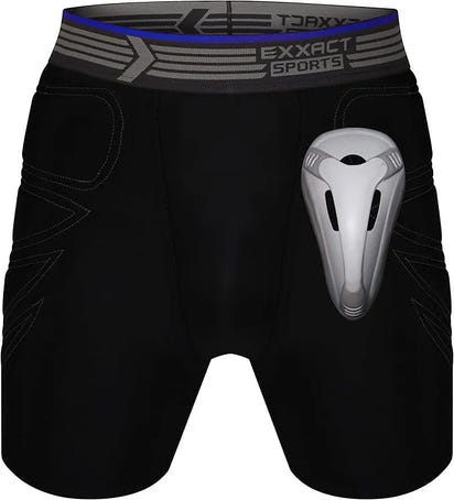 Boy's Padded Sliding Shorts with Hard Protective Cup (Black)