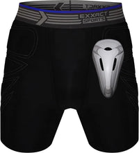 Boy's Padded Sliding Shorts with Hard Protective Cup (Black)