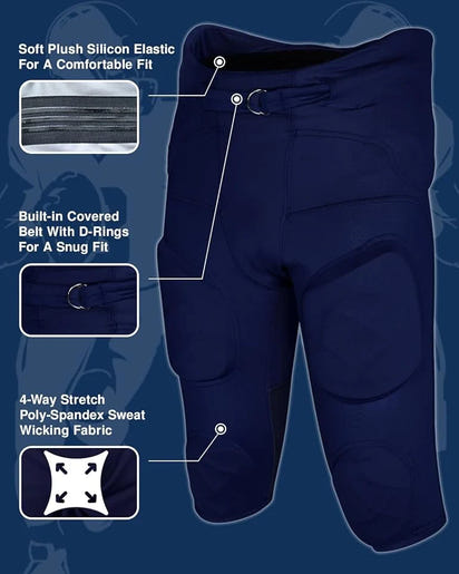 Gladiator Men's Integrated Football Pants with Built-in Pads (Navy)