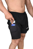 Men's 2 in 1 Athletic Shorts with Compression Liner (Black)