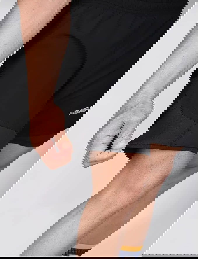 Men's 2 in 1 Athletic Shorts with Compression Liner (Black)