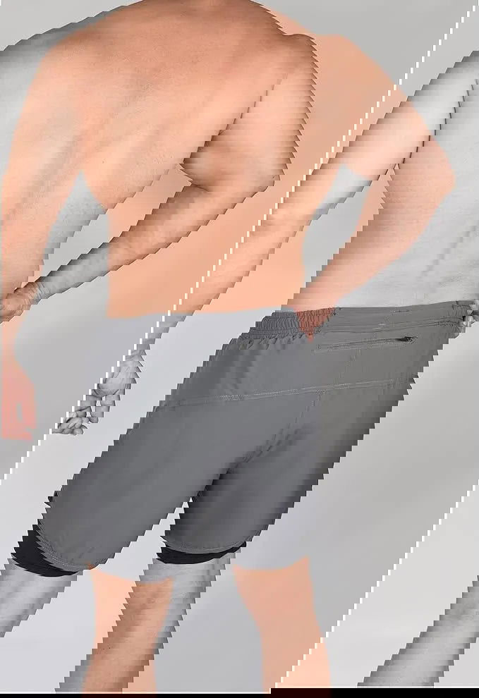 Men's 2 in 1 Athletic Shorts with Compression Liner (Charcoal)