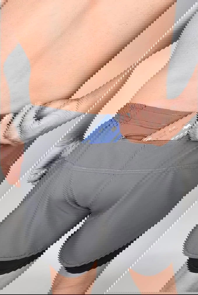 Men's 2 in 1 Athletic Shorts with Compression Liner (Charcoal)