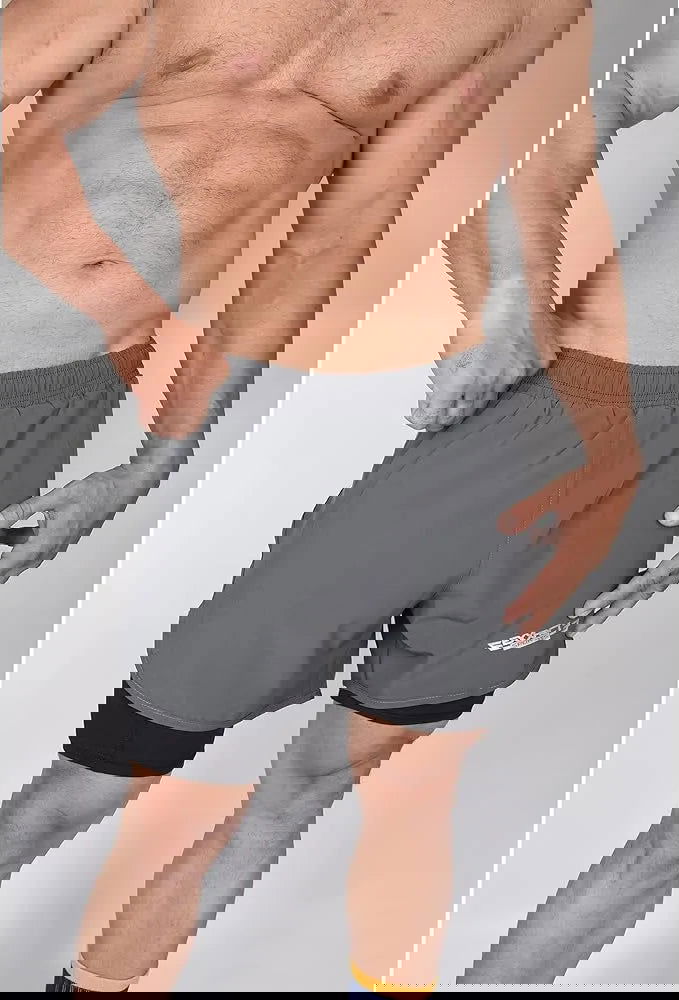 Men's 2 in 1 Athletic Shorts with Compression Liner (Charcoal)