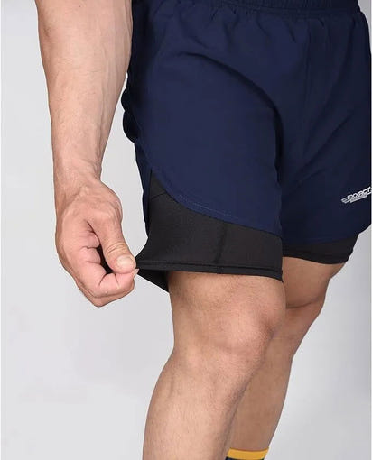 Men's 2 in 1 Athletic Shorts with Compression Liner (Navy)