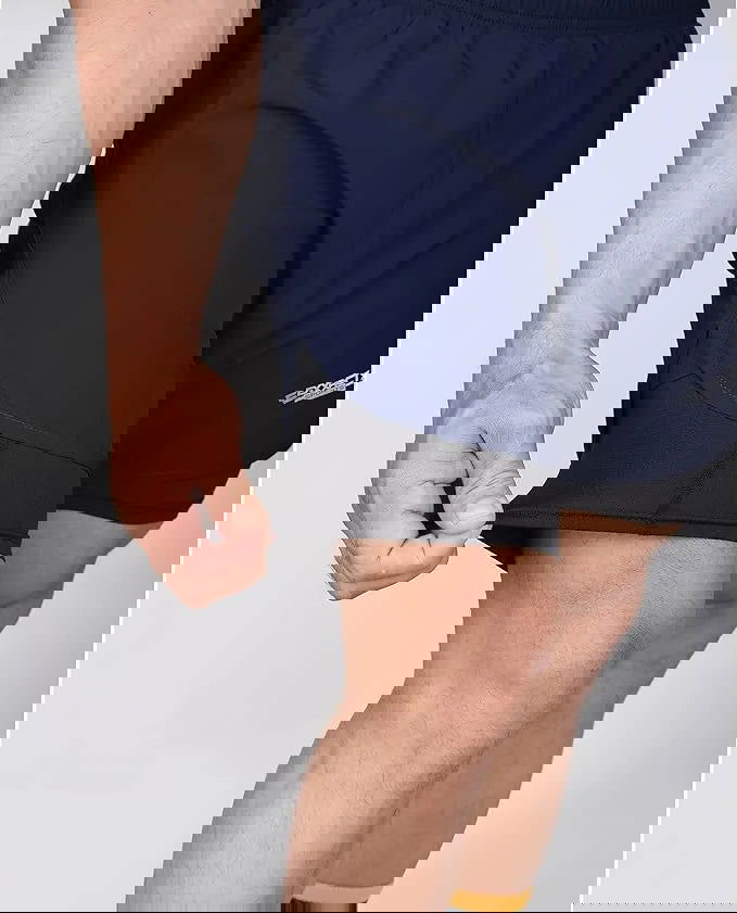 Men's 2 in 1 Athletic Shorts with Compression Liner (Navy)