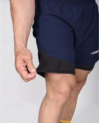 Men's 2 in 1 Athletic Shorts with Compression Liner (Navy)