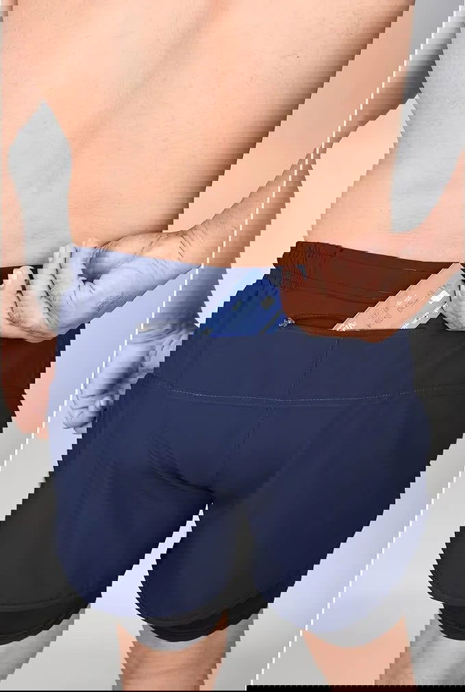 Men's 2 in 1 Athletic Shorts with Compression Liner (Navy)