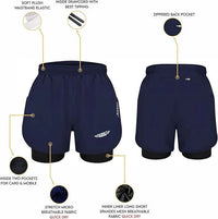 Men's 2 in 1 Athletic Shorts with Compression Liner (Navy)