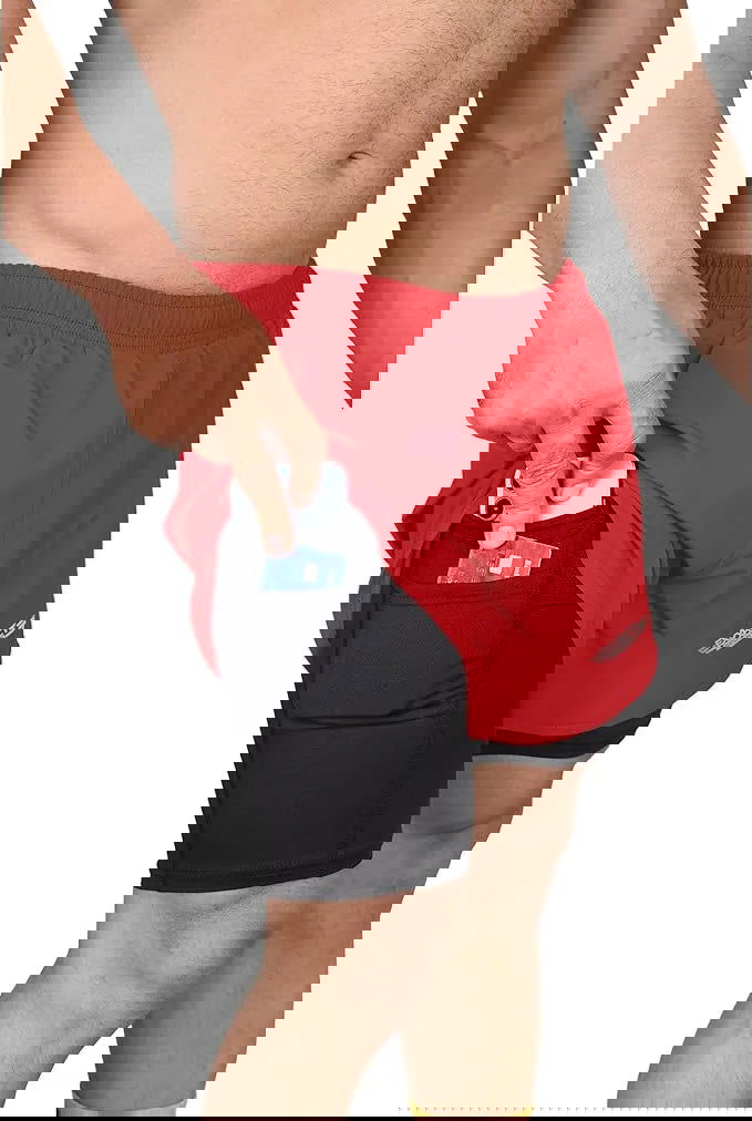 Men's 2 in 1 Athletic Shorts with Compression Liner (Red)