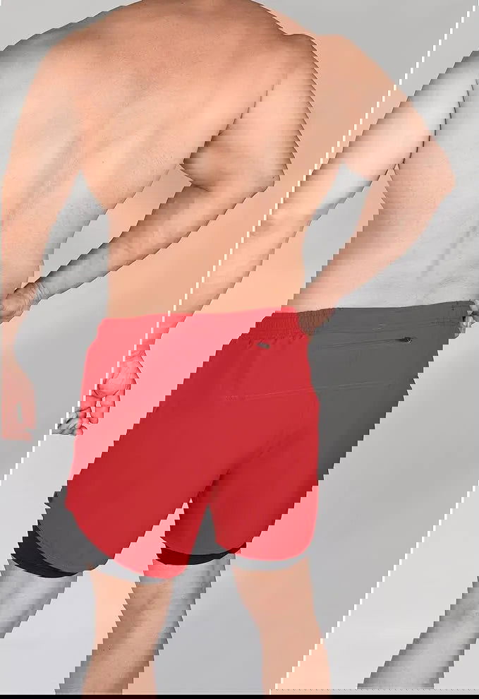 Men's 2 in 1 Athletic Shorts with Compression Liner (Red)