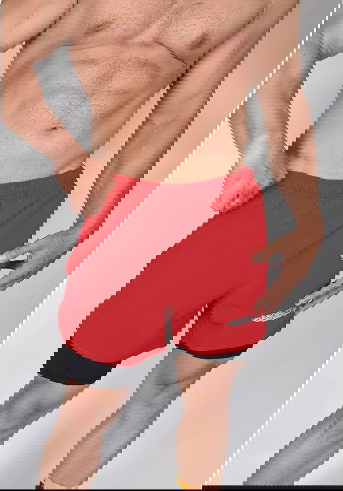 Men's 2 in 1 Athletic Shorts with Compression Liner (Red)