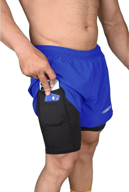 Men's 2 in 1 Athletic Shorts with Compression Liner (Royal Blue)