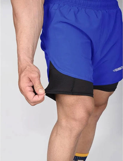 Men's 2 in 1 Athletic Shorts with Compression Liner (Royal Blue)