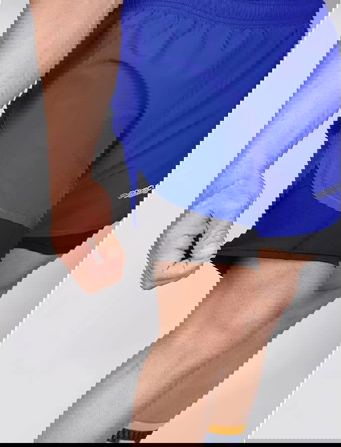 Men's 2 in 1 Athletic Shorts with Compression Liner (Royal Blue)