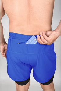 Men's 2 in 1 Athletic Shorts with Compression Liner (Royal Blue)