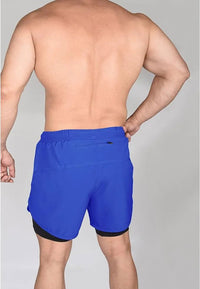 Men's 2 in 1 Athletic Shorts with Compression Liner (Royal Blue)
