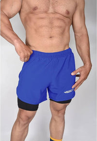 Men's 2 in 1 Athletic Shorts with Compression Liner (Royal Blue)