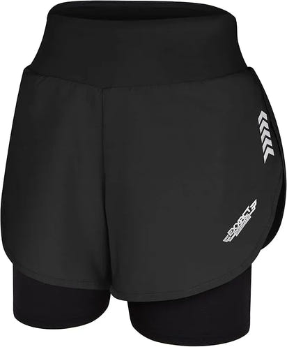 Women's  2 in 1 Athletic Shorts with Compression Liner (Black)