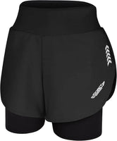 Women's  2 in 1 Athletic Shorts with Compression Liner (Black)