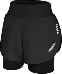 Women's  2 in 1 Athletic Shorts with Compression Liner (Black)
