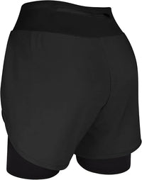 Women's  2 in 1 Athletic Shorts with Compression Liner (Black)