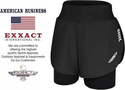 Women's  2 in 1 Athletic Shorts with Compression Liner (Black)