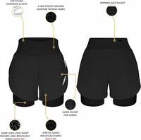 Women's  2 in 1 Athletic Shorts with Compression Liner (Black)