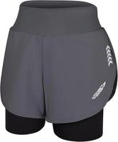 Women's  2 in 1 Athletic Shorts with Compression Liner (Charcoal)