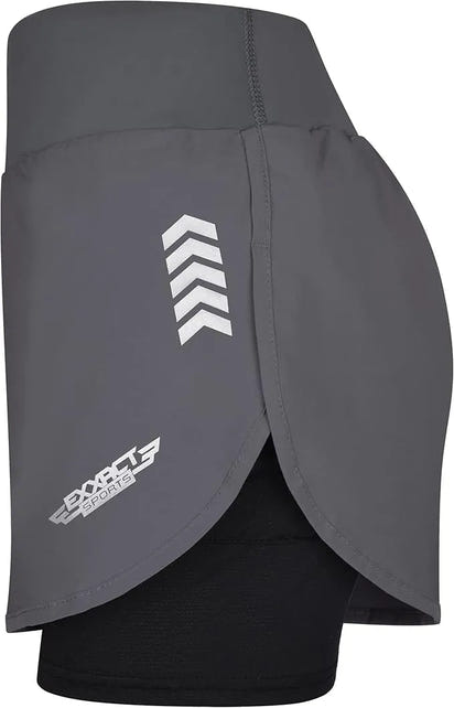 Women's  2 in 1 Athletic Shorts with Compression Liner (Charcoal)
