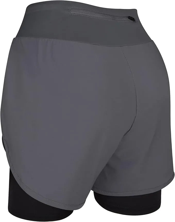 Women's  2 in 1 Athletic Shorts with Compression Liner (Charcoal)