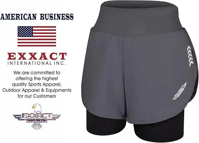 Women's  2 in 1 Athletic Shorts with Compression Liner (Charcoal)