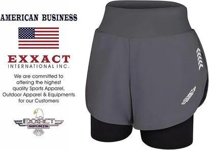 Women's  2 in 1 Athletic Shorts with Compression Liner (Charcoal)