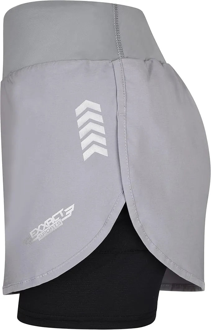 Women's  2 in 1 Athletic Shorts with Compression Liner (Gray)