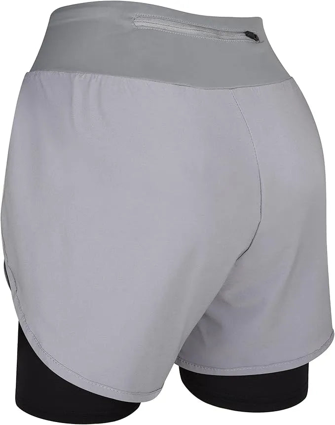 Women's  2 in 1 Athletic Shorts with Compression Liner (Gray)
