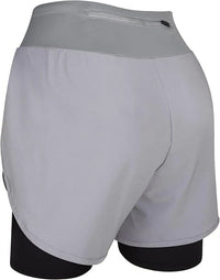 Women's  2 in 1 Athletic Shorts with Compression Liner (Gray)