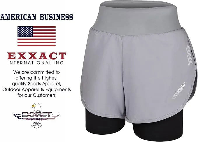 Women's  2 in 1 Athletic Shorts with Compression Liner (Gray)