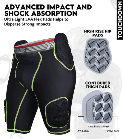 Touchdown 5-Pad Men's Football Girdle with Cup Pocket black (Adult)