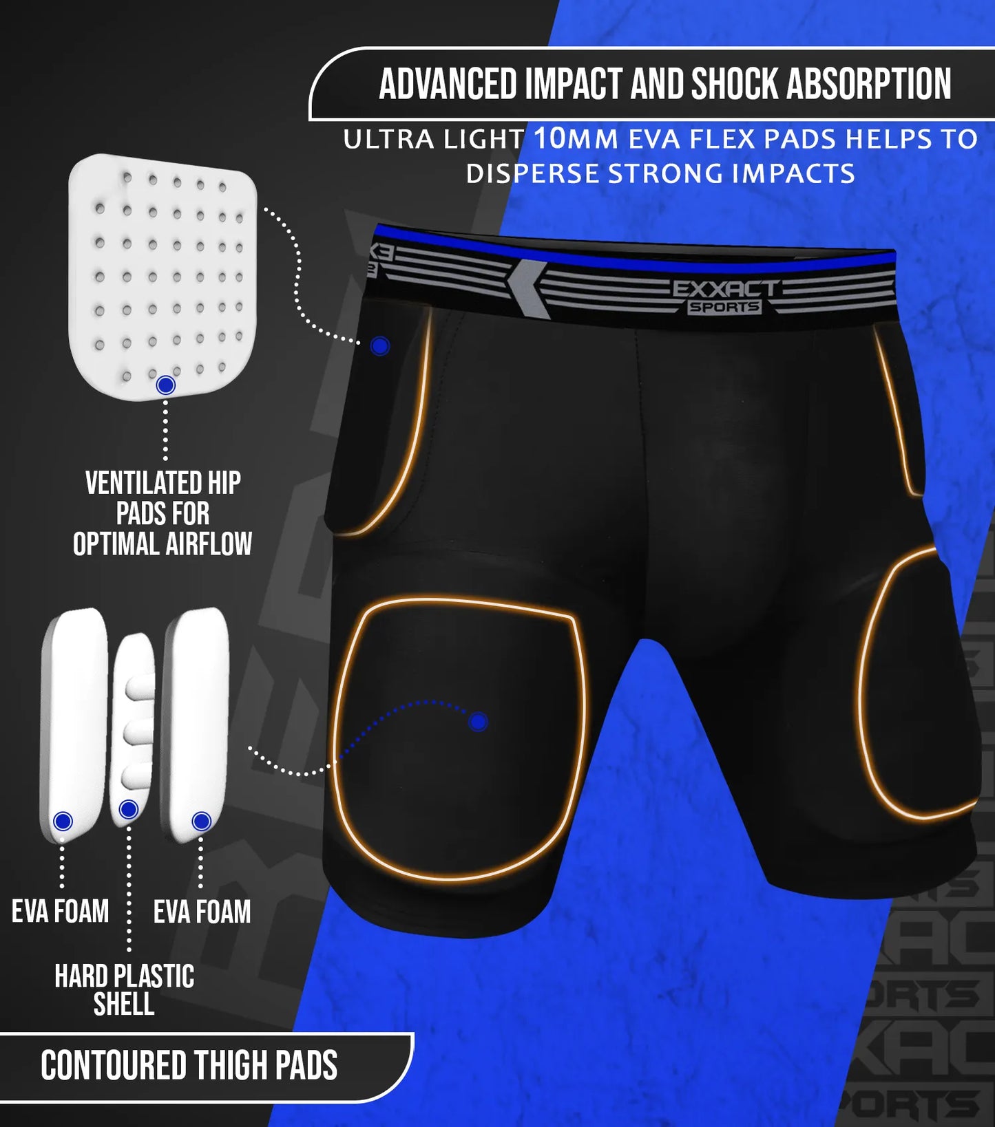 Rebel 5-Pad Boys Football Girdle with Cup Pocket Black (Youth)