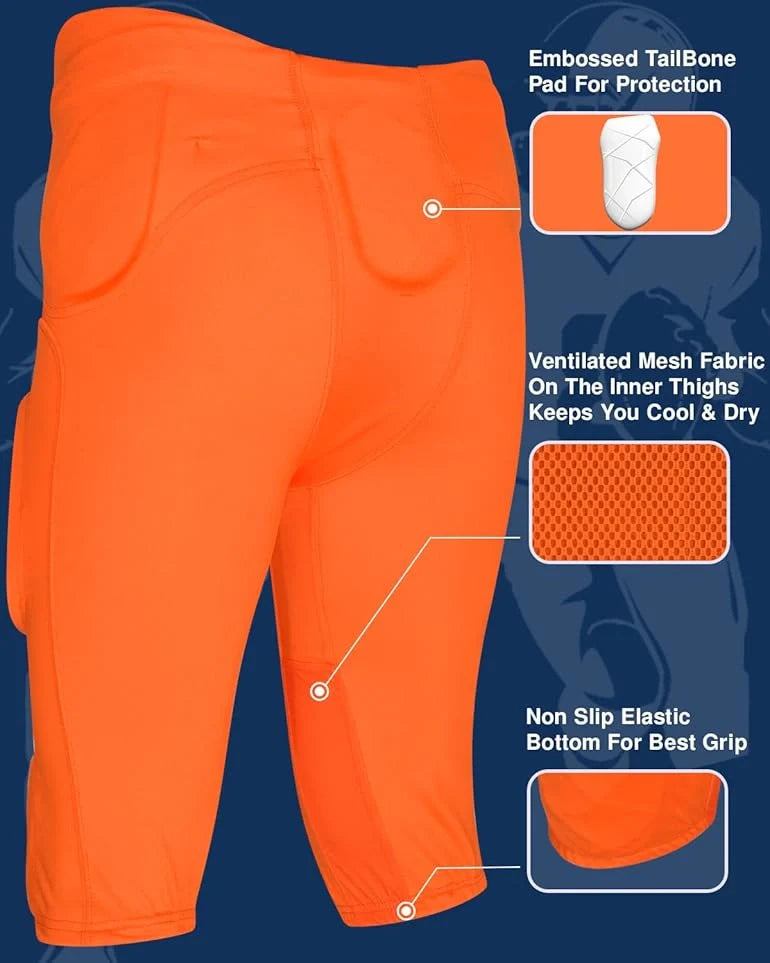 Gladiator Men's Integrated Football Pants with Built-in Pads (Orange)