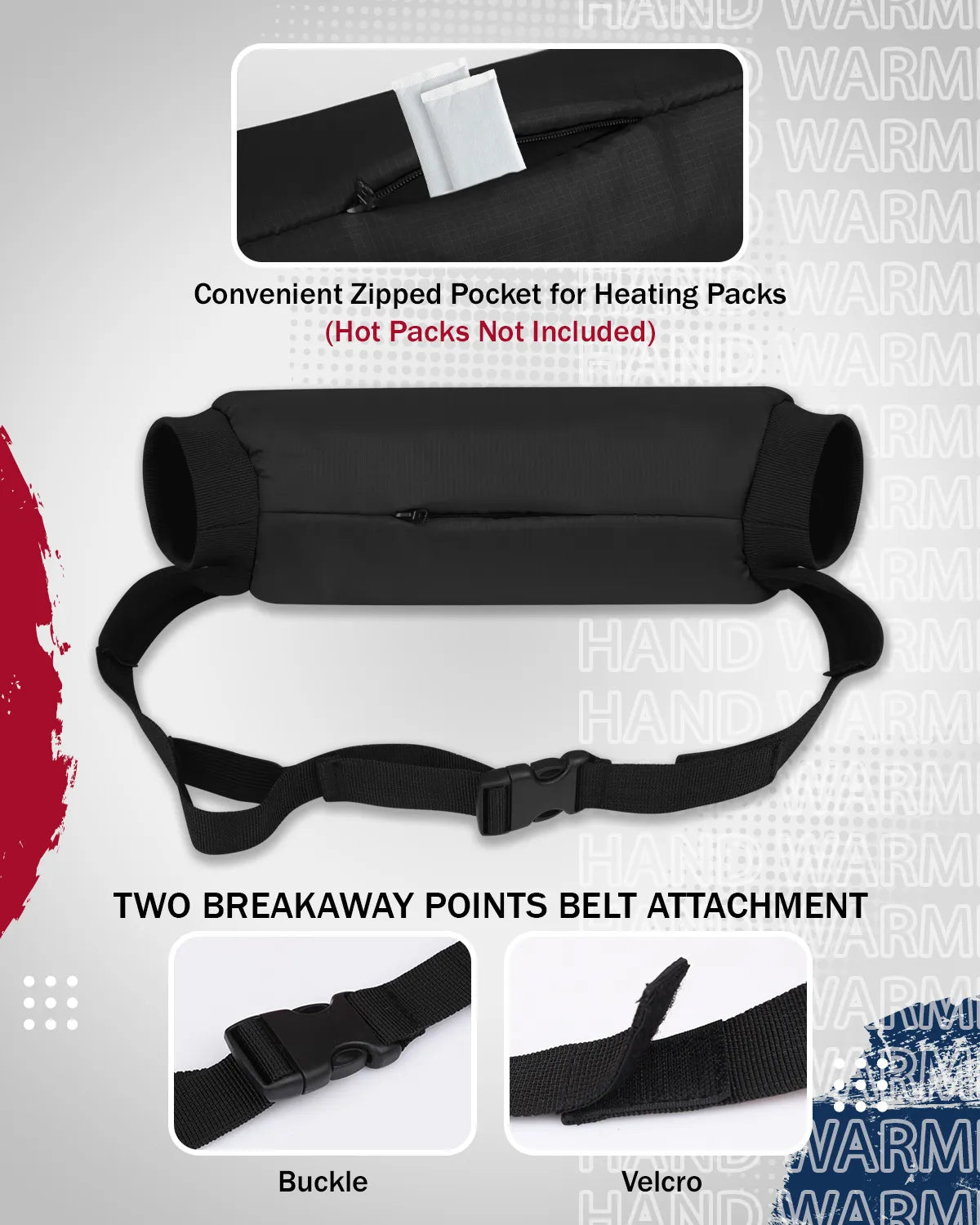 Hand Warmer Mens & Boys Football Pouch (Elite Black)