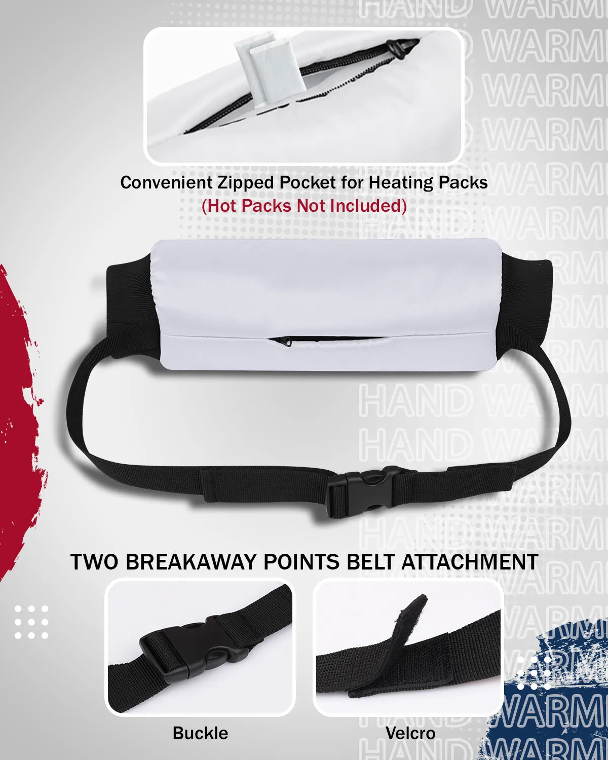 Hand Warmer Mens & Boys Football Pouch (White)