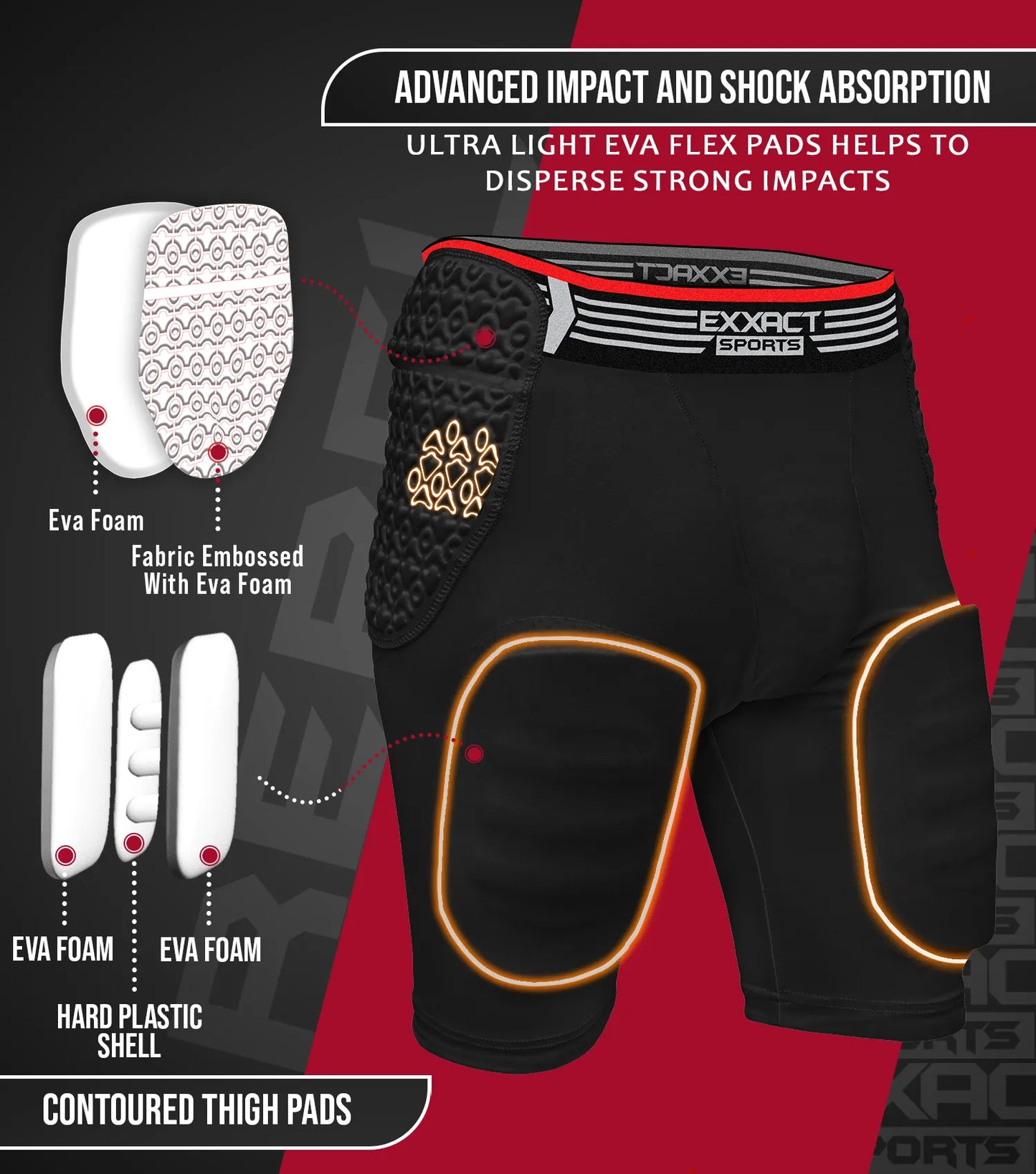 Rebel 5-Pad Men's Football Girdle with Cup Pocket Black (Adult)