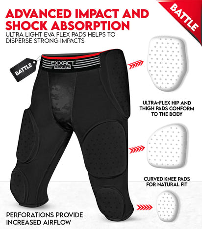 Battle 7-Pad Men's Football Girdle with Cup Pocket (Adult)