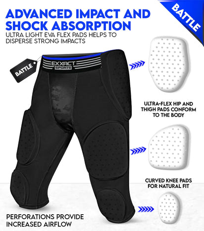 Battle 7- Pad Boys Football Girdle with Cup Pocket Black (Youth)